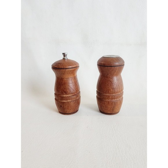 VTG MCM Mr. Dudley Wood Salt & Pepper Mill Grinder Set - Picture 2 of 8